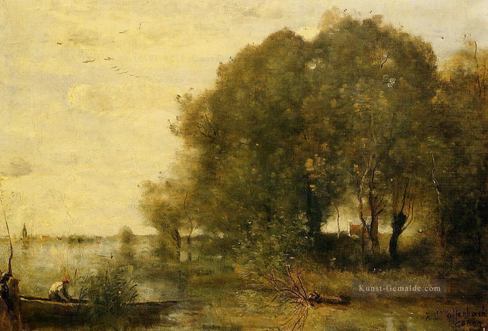 bewaldete Halbinsel plein air Romantik Jean Baptiste Camille Corot Ölgemälde